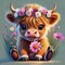 Adult Cow Flower Diamond Art Kits for Adults Cow Diamond Painting Full Round Drill Crafts Kit for Home Wall Decor Gift 12x12in